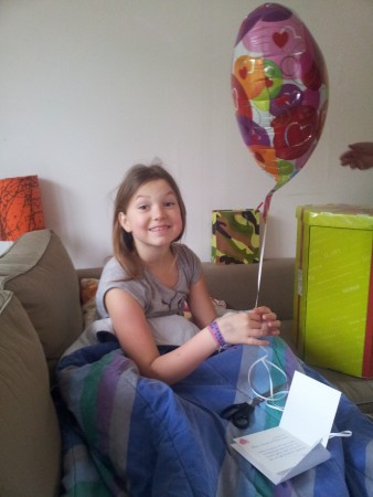 ballon van Lesley gekregen (thuis)